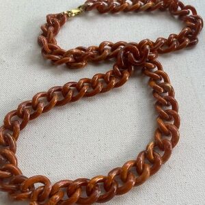 Vintage Marbled Brown Chain Link Necklace